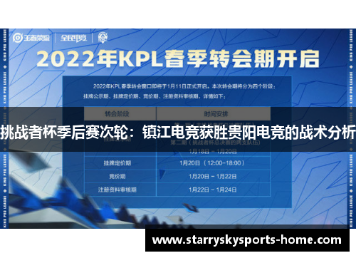 挑战者杯季后赛次轮：镇江电竞获胜贵阳电竞的战术分析